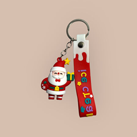 Noel Baba Figürlü Silikon Anahtarlık ve Çanta Aksesuarı