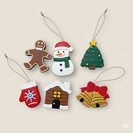 Yılbaşı Ağacı Boyama Süs Seti 6'lı - Kendi Yılbaşı Süsünü Yap Aktivite Kiti
