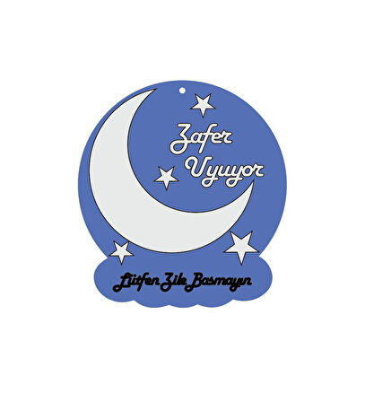 Meşgalem Uyuyan Bebek Mavi Renk Temalı Kişiye Özel Kapı Süsü