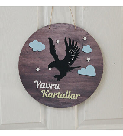Kartal Figürlü Bebek Ahşap Kapı Süsü