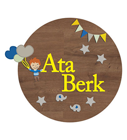 Balon Figürlü Bebek Ahşap Kapı Süsü