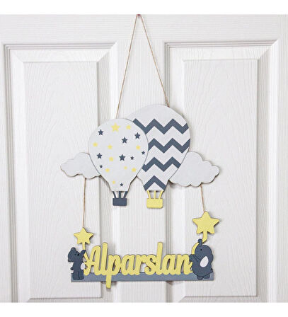 Meşgalem Kapadokya Balonu Temalı Kişiye Özel Kapı Süsü
