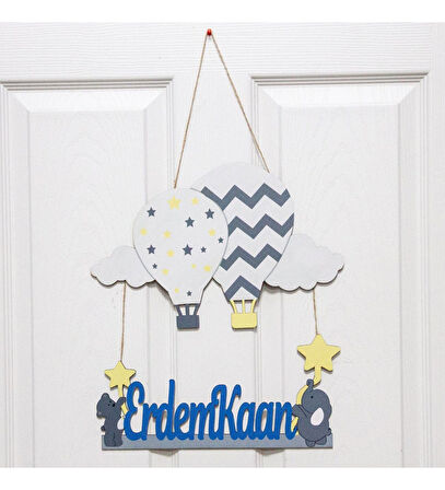 Meşgalem Kapadokya Balonu Temalı Kişiye Özel Kapı Süsü