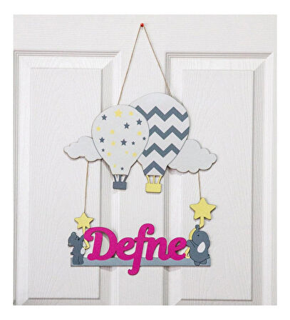 Meşgalem Kapadokya Balonu Temalı Kişiye Özel Kapı Süsü