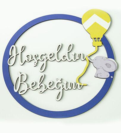 İsme Özel Hoşgeldin Bebeğim Yazılı Ahşap Kapı Süsü