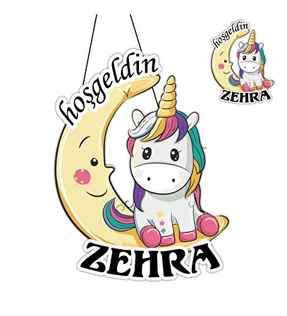 Kişiye Özel Bebek Kapı Süsü Ve 50Adet Magnet Seti Gülen Ay