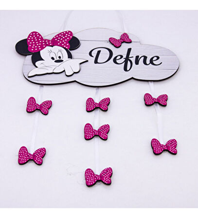 Kişiye Özel Bebek Kapı Süsü Minnie Mouse 3D (Pembe)