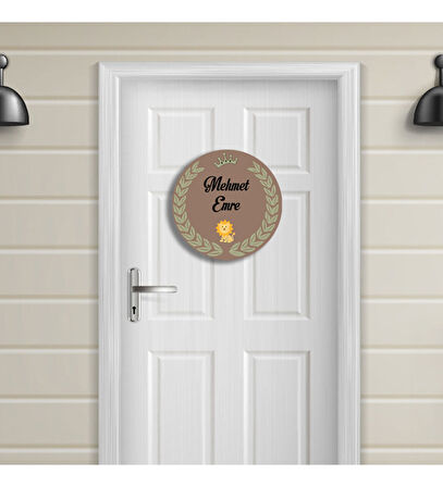 Aslan Figürlü Bebek Ahşap Kapı Süsü