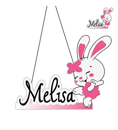 Kişiye Özel Bebek Kapı Süsü Ve 50 Adet Magnet Seti Tavşan Bebek