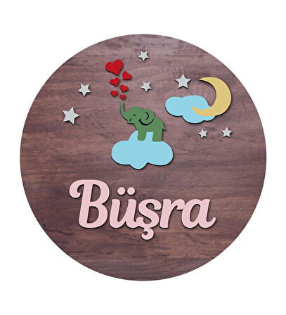 Meşgalem Fil ve Bulut Temalı Kişiye Özel Kapı Süsü