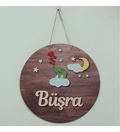 Meşgalem Fil ve Bulut Temalı Kişiye Özel Kapı Süsü