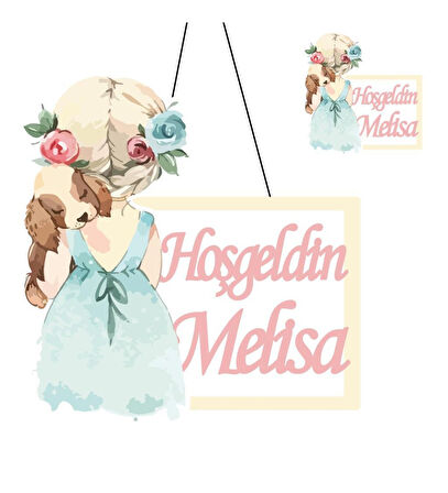 Kişiye Özel Bebek Kapı Süsü Ve 50 Adet Magnet Seti Köpek Ve Kız