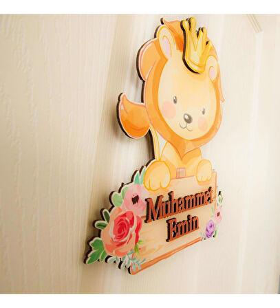 Kişiye Özel 3D Kapı Süsü Aslan