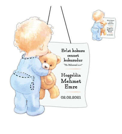 Kişiye Özel Bebek Kapı Süsü Ve 50 Adet Magnet Seti Çocuk Ve Ayıcık