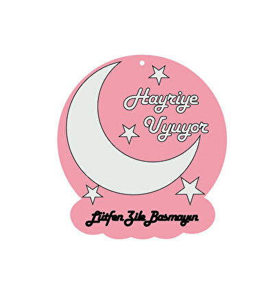 Meşgalem Uyuyan Bebek Pembe Renk Temalı Kişiye Özel Kapı Süsü