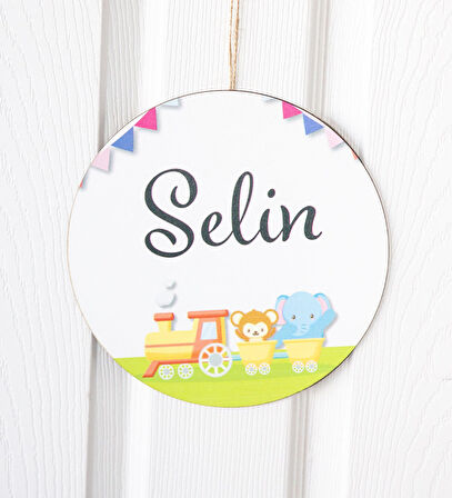 Meşgalem Fil ve Aslan Trende Temalı Kişiye Özel Kapı Süsü