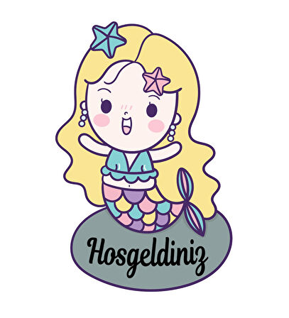 Meşgalem Balık Kız Temalı Kişiye Özel Kapı Süsü