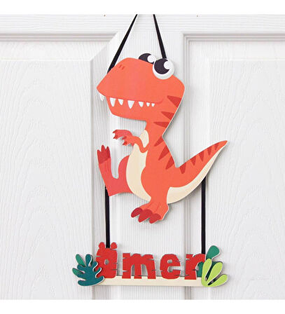 Meşgalem Minik Turuncu Ejderha Temalı Kişiye Özel Kapı Süsü