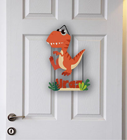 Meşgalem Minik Turuncu Ejderha Temalı Kişiye Özel Kapı Süsü