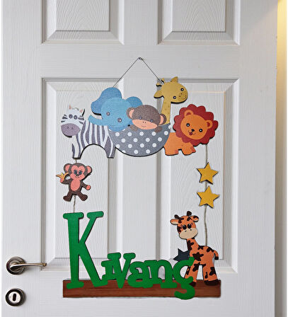 Meşgalem Hayvanat Bahçesi Temalı Kişiye Özel Kapı Süsü