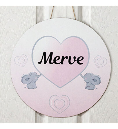 Meşgalem Fil ve Kalp Temalı Kişiye Özel Kapı Süsü