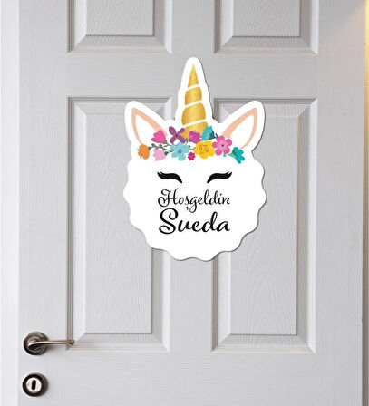 Meşgalem Unicorn Başlık Temalı Kişiye Özel Kapı Süsü