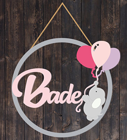 Meşgalem Balon Tutan Fil Yavrusu Temalı Kişiye Özel Kapı Süsü