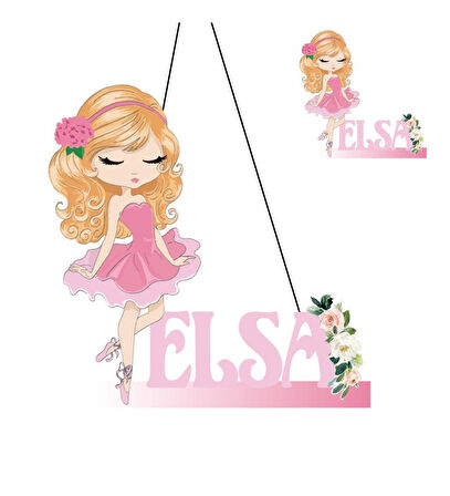 Kişiye Özel Bebek Kapı Süsü Ve 50 Adet Magnet Seti Balerin Bebek