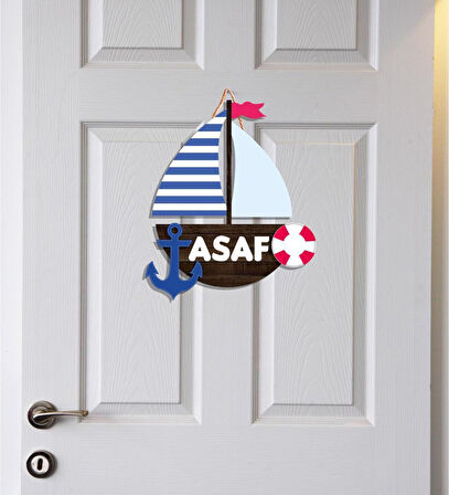 Meşgalem Minik Yelkenli Temalı Kişiye Özel Kapı Süsü