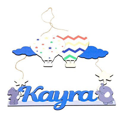 Meşgalem Uçan Balon ve Hayvanlar Temalı Kişiye Özel Kapı Süsü