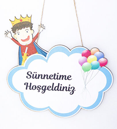 Meşgalem Balon ve Bulut - Sünnet Çocuğu Temalı Kişiye Özel Kapı Süsü