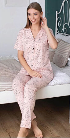 Alissa 6239 Kadın Desenli Patlı Pijama Takımı