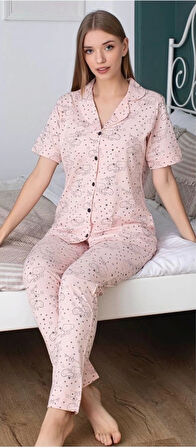 Alissa 6239 Kadın Desenli Patlı Pijama Takımı