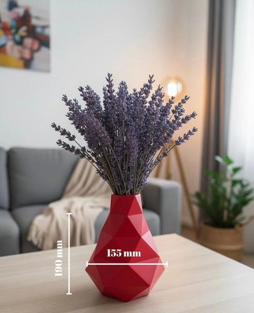 HERMONİE GEOMETRİK KESİM DEKORATİF VAZO (Kırmızı)
