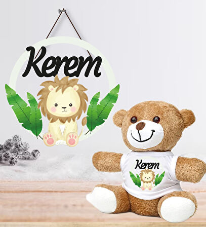 Kişiye Özel Bebek Kapı Süsü (Peluş Ayıcık Hediyeli) – Baby Shower / Hastane Odası