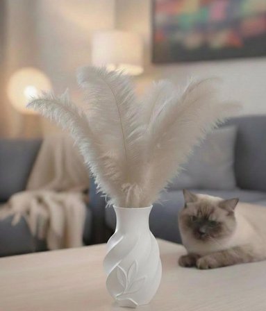 GÜL DETAYLI DEKORATİF BLOOM VAZO (Beyaz)
