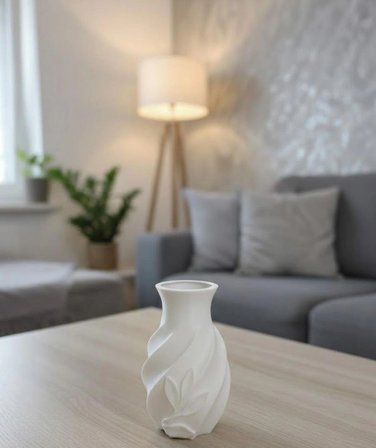 GÜL DETAYLI DEKORATİF BLOOM VAZO (Beyaz)