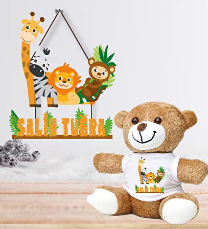 Kişiye Özel Bebek Kapı Süsü (Peluş Ayıcık Hediyeli) – Baby Shower / Hastane Odası