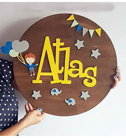 Meşgalem Ahşap Bebek Odası Kapı Süsü - 9