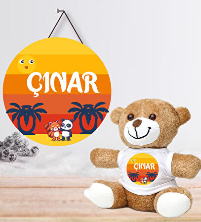 Kişiye Özel Bebek Kapı Süsü (Peluş Ayıcık Hediyeli) – Baby Shower / Hastane Odası