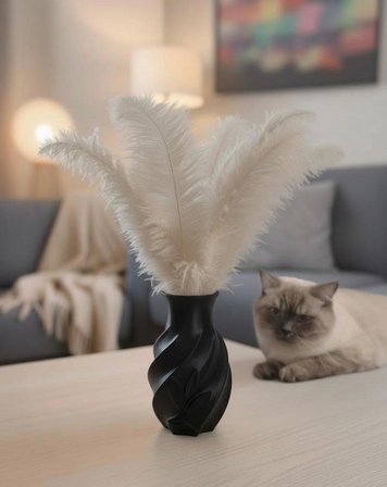 GÜL DETAYLI DEKORATİF BLOOM VAZO (Siyah)