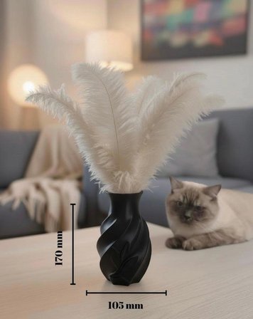 GÜL DETAYLI DEKORATİF BLOOM VAZO (Siyah)