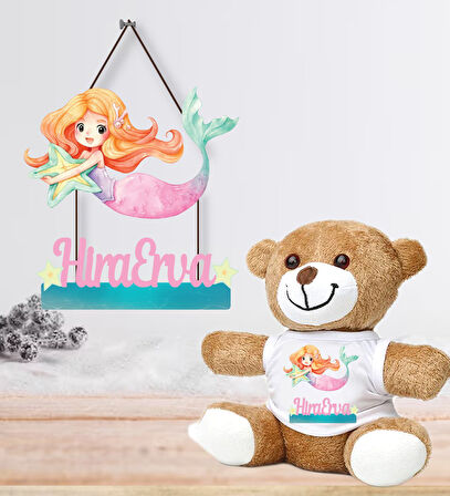 Kişiye Özel Bebek Kapı Süsü (Peluş Ayıcık Hediyeli) – Baby Shower / Hastane Odası