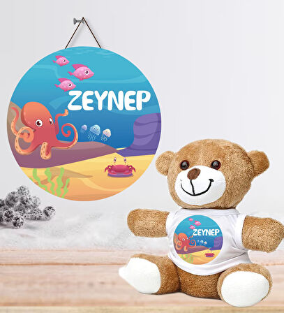 Kişiye Özel Bebek Kapı Süsü (Peluş Ayıcık Hediyeli) – Baby Shower / Hastane Odası