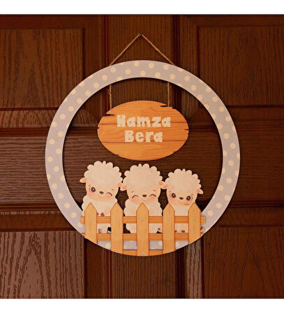 Kişiye Özel Bebek Kapı Süsü (Peluş Ayıcık Hediyeli) – Baby Shower / Hastane Odası