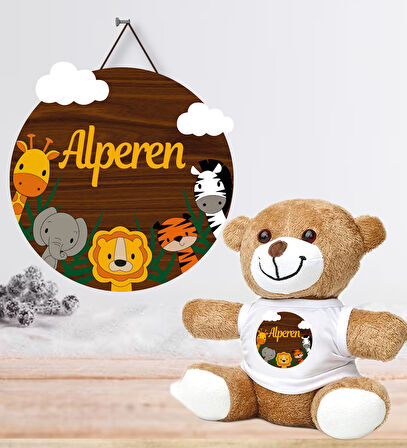 Kişiye Özel Bebek Kapı Süsü (Peluş Ayıcık Hediyeli) – Baby Shower / Hastane Odası