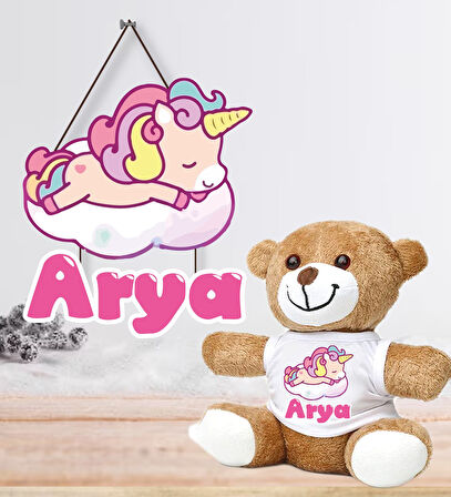 Kişiye Özel Bebek Kapı Süsü (Peluş Ayıcık Hediyeli) – Baby Shower / Hastane Odası