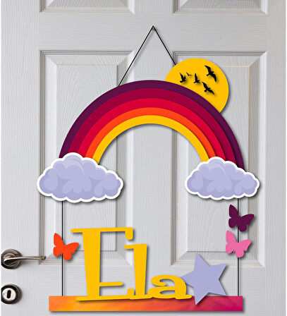 Meşgalem Gökkuşağı Temalı Kişiye Özel Kapı Süsü