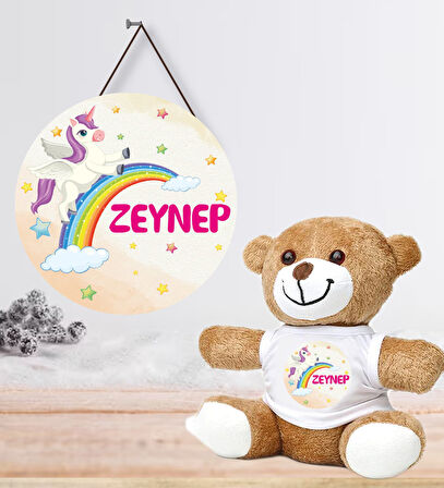 Kişiye Özel Bebek Kapı Süsü (Peluş Ayıcık Hediyeli) – Baby Shower / Hastane Odası