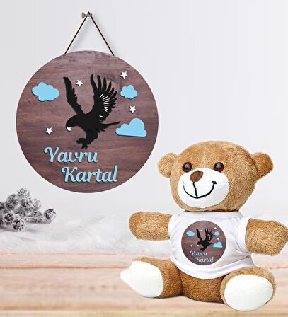 Kişiye Özel Bebek Kapı Süsü (Peluş Ayıcık Hediyeli) – Baby Shower / Hastane Odası